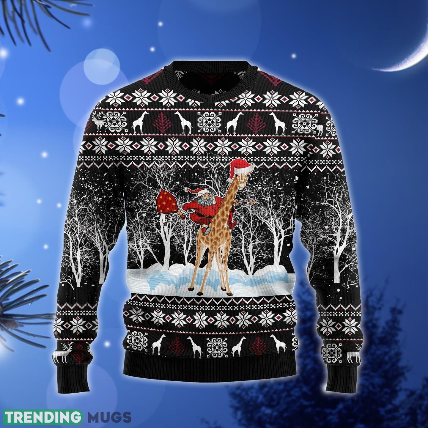 Giraffe and Santa Ugly Christmas Sweater Gift Men Women - Giraffe and Santa Ugly Christmas Sweater Gift Men Women_1