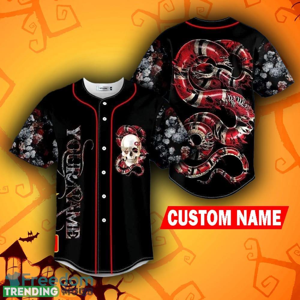Glam Red Of Snake Halloween Skull Baseball Jersey Shirt Custom Name - Glam Red Of Snake Halloween Skull Baseball Jersey Shirt Custom Name Glam Red Of Snake Halloween Skull Baseball Jersey Shirt Custom Name - Glam Red Of Snake Halloween Skull Baseball Jersey Shirt Custom Name