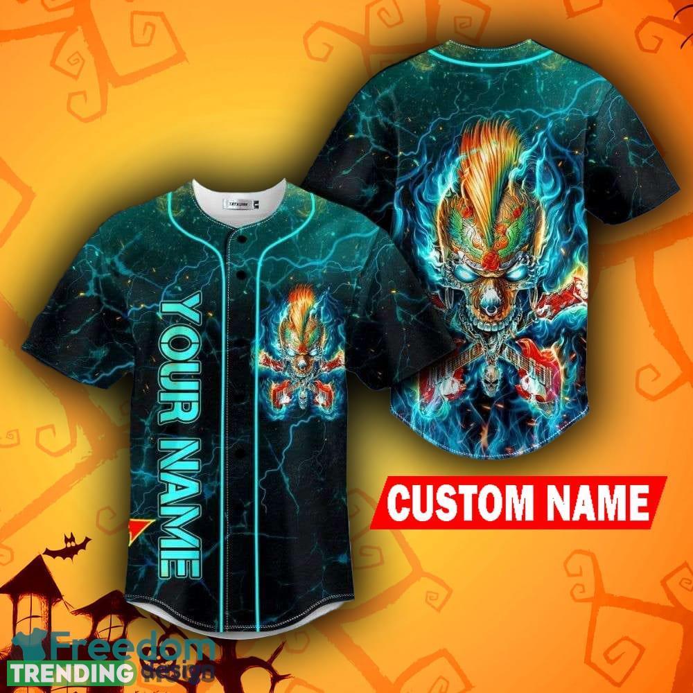 Glow In The Dark Guitar Rock Fire Halloween Skull Holiday Baseball Jersey Shirt Custom Name - Glow In The Dark Guitar Rock Fire Halloween Skull Baseball Jersey Shirt Custom Name Glow In The Dark Guitar Rock Fire Halloween Skull Holiday Baseball Jersey Shirt Custom Name - Glow In The Dark Guitar Rock Fire Halloween Skull Baseball Jersey Shirt Custom Name