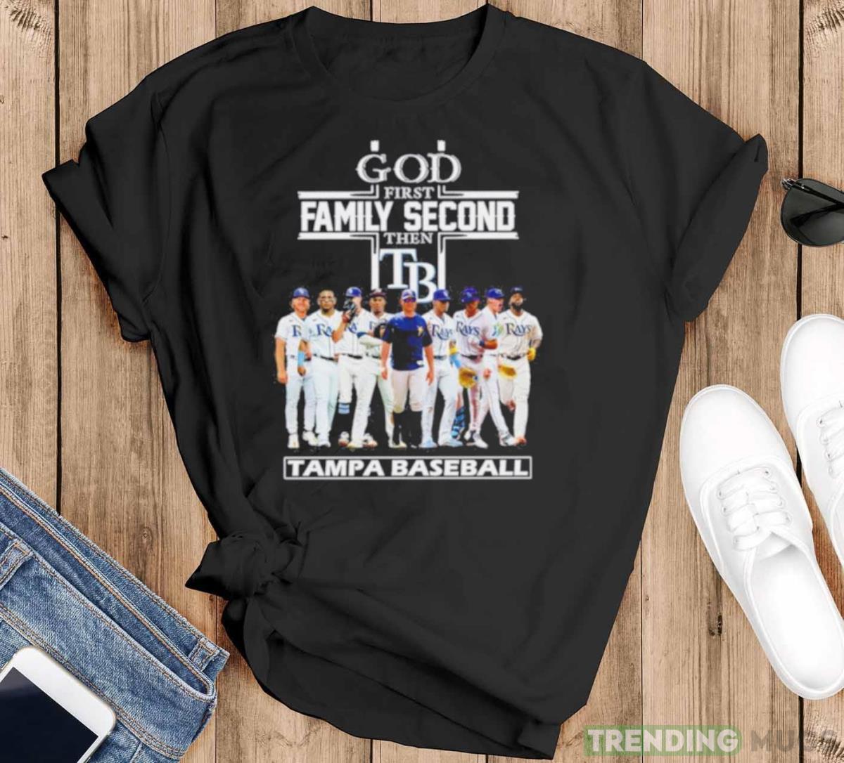 God first family second then Tampa Bay Rays players 2023 Season shirt - Black T-Shirt God first family second then Tampa Bay Rays players 2023 Season shirt - Black T-Shirt