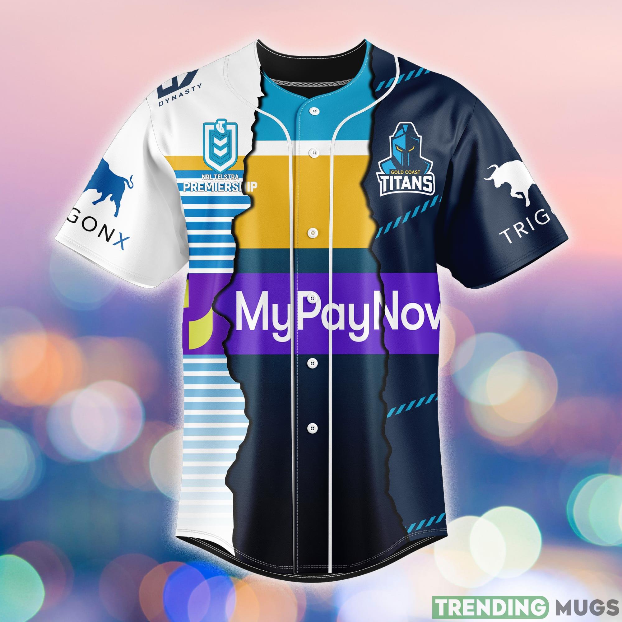 Gold Coast Titans Custom Number And Name NRL Uniform Baseball Jersey Shirt Gift For Fans Football Jersey Gold Coast Titans Custom Number And Name NRL Uniform Baseball Jersey Shirt Gift For Fans Football Jersey
