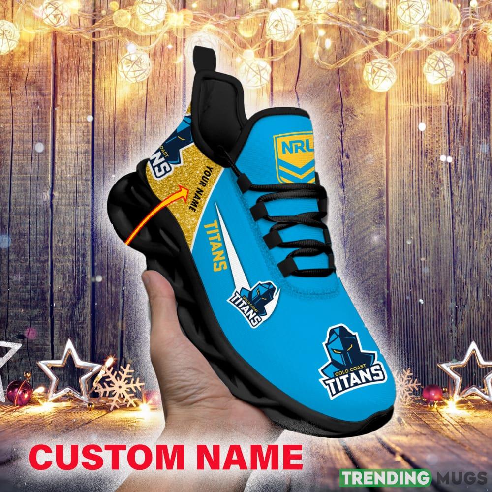 Gold Coast Titans NRL Glitter Max Soul Shoes Custom Name Running Sneakers For Fans Gift Max Soul Gold Coast Titans NRL Glitter Max Soul Shoes Custom Name Running Sneakers For Fans Gift Max Soul