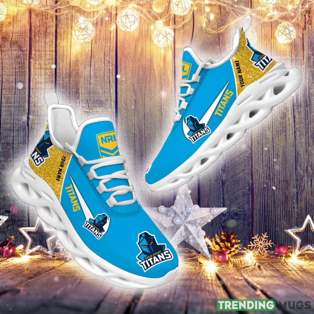 Gold Coast Titans NRL Glitter Max Soul Shoes Custom Name Running Sneakers For Fans Gift Max Soul Gold Coast Titans NRL Glitter Max Soul Shoes Custom Name Running Sneakers For Fans Gift Max Soul
