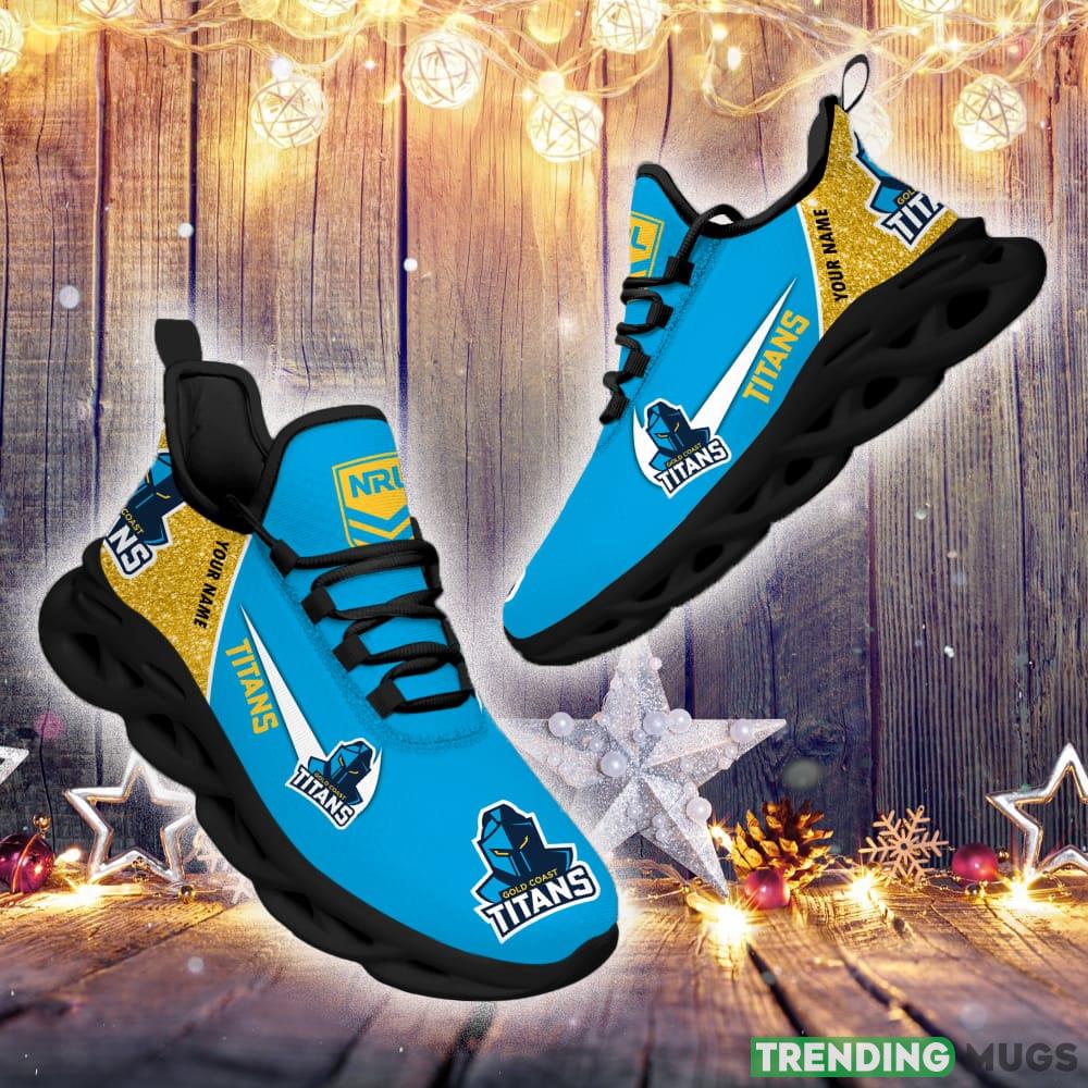 Gold Coast Titans NRL Glitter Max Soul Shoes Custom Name Running Sneakers For Fans Gift Max Soul Gold Coast Titans NRL Glitter Max Soul Shoes Custom Name Running Sneakers For Fans Gift Max Soul