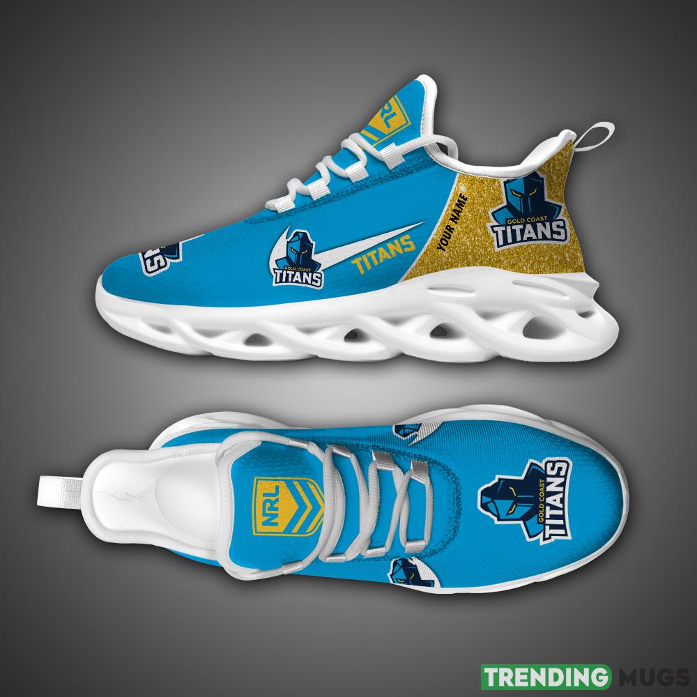 Gold Coast Titans NRL Glitter Max Soul Shoes Custom Name Running Sneakers For Fans Gift Max Soul Gold Coast Titans NRL Glitter Max Soul Shoes Custom Name Running Sneakers For Fans Gift Max Soul