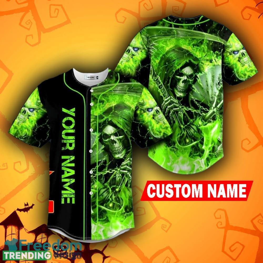 Green Lightning Grim Reaper Halloween Skull Holiday Baseball Jersey Shirt Custom Name - Green Lightning Grim Reaper Halloween Skull Baseball Jersey Shirt Custom Name Green Lightning Grim Reaper Halloween Skull Holiday Baseball Jersey Shirt Custom Name - Green Lightning Grim Reaper Halloween Skull Baseball Jersey Shirt Custom Name