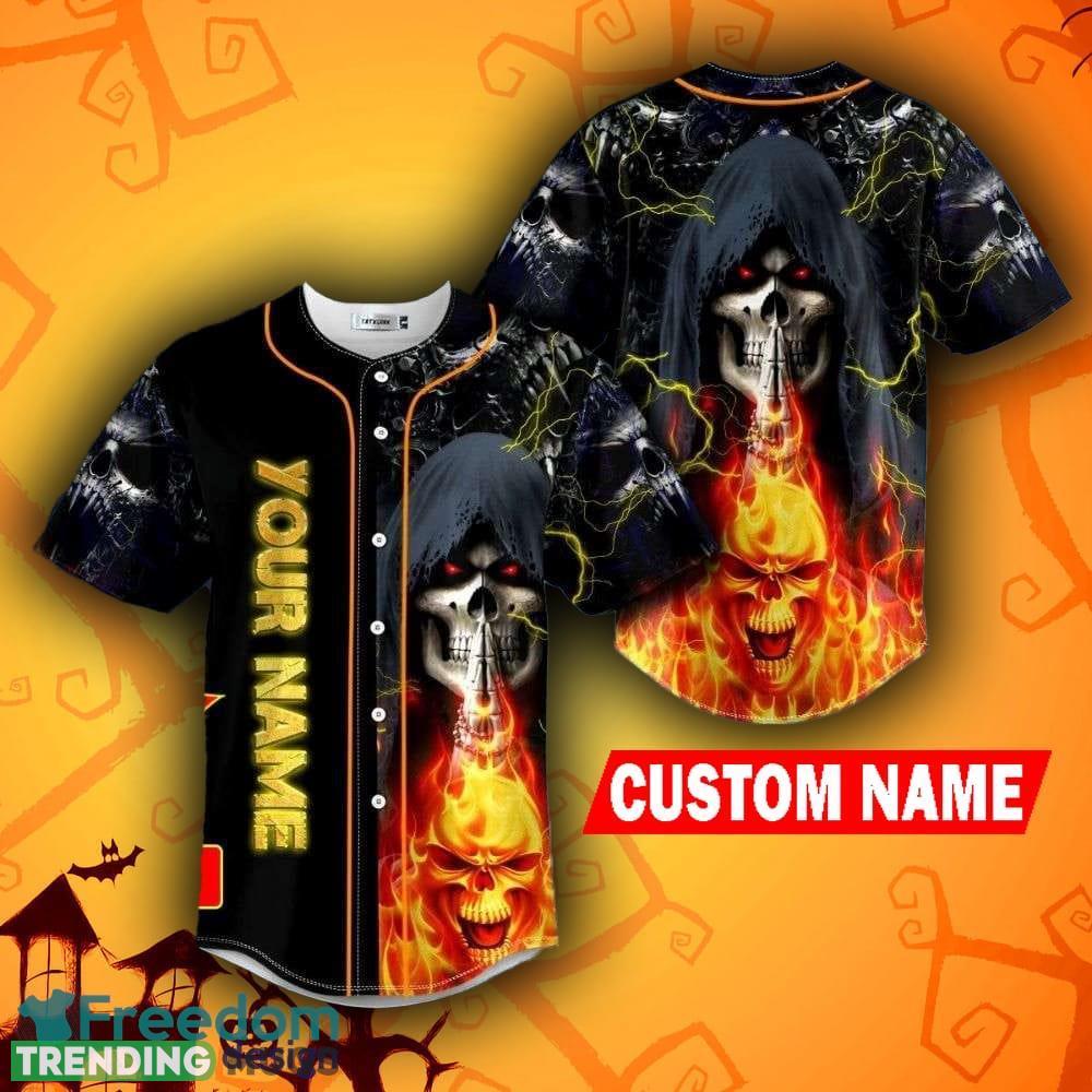 Grim Reaper Praying Lightning Flaming Halloween Skull Holiday Baseball Jersey Shirt Custom Name - Grim Reaper Praying Lightning Flaming Halloween Skull Baseball Jersey Shirt Custom Name Grim Reaper Praying Lightning Flaming Halloween Skull Holiday Baseball Jersey Shirt Custom Name - Grim Reaper Praying Lightning Flaming Halloween Skull Baseball Jersey Shirt Custom Name