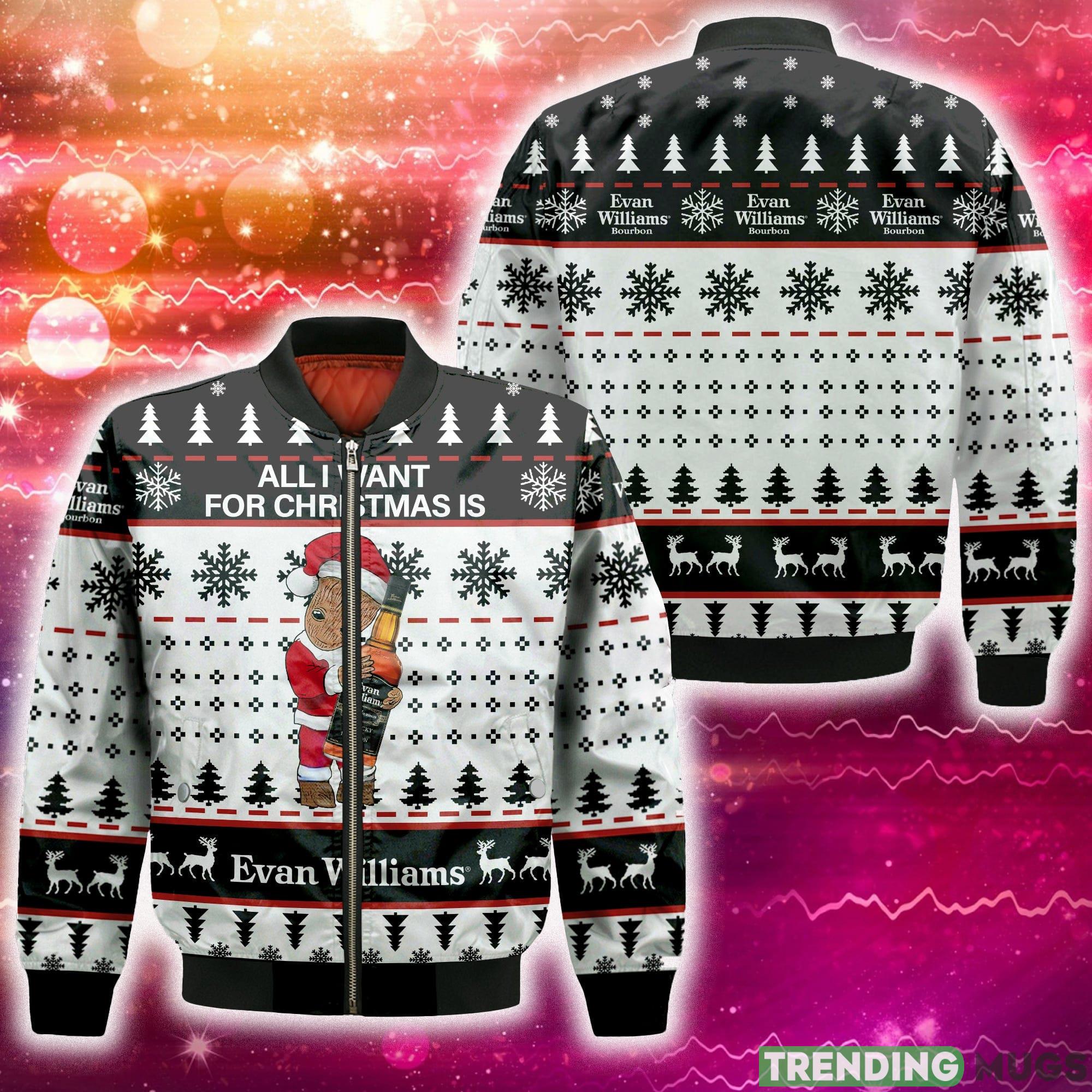 Groot All I Need For Christmas Is Evan Williams 3D Bomber AOP For Men And Women Gift Christmas - Groot All I Need For Christmas Is Evan Williams 3D Bomber AOP For Men And Women Gift Christmas