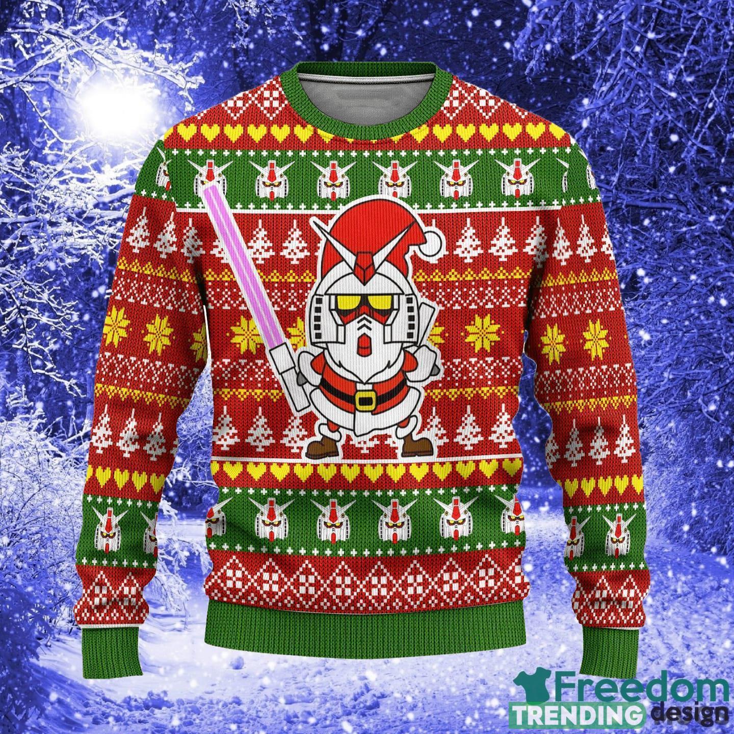 Gundam Anime Custom Santa Xmas Women Mens Ugly Christmas 3D Knitted Sweater - Gundam Anime Ugly Christmas Sweater Custom Santa Xmas Gift_1 Gundam Anime Custom Santa Xmas Women Mens Ugly Christmas 3D Knitted Sweater - Gundam Anime Ugly Christmas Sweater Custom Santa Xmas Gift_1
