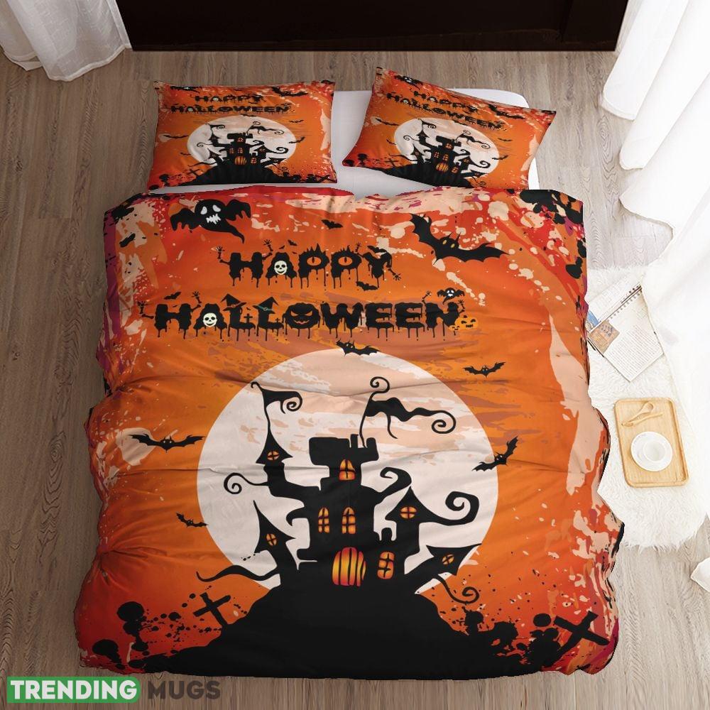 Halloween Queen Bed Sheets Halloween Castle Ghost Bedding Set Full King Queen Size - Halloween Queen Bed Sheets Halloween Castle Ghost Bedding Set Full King Queen Size