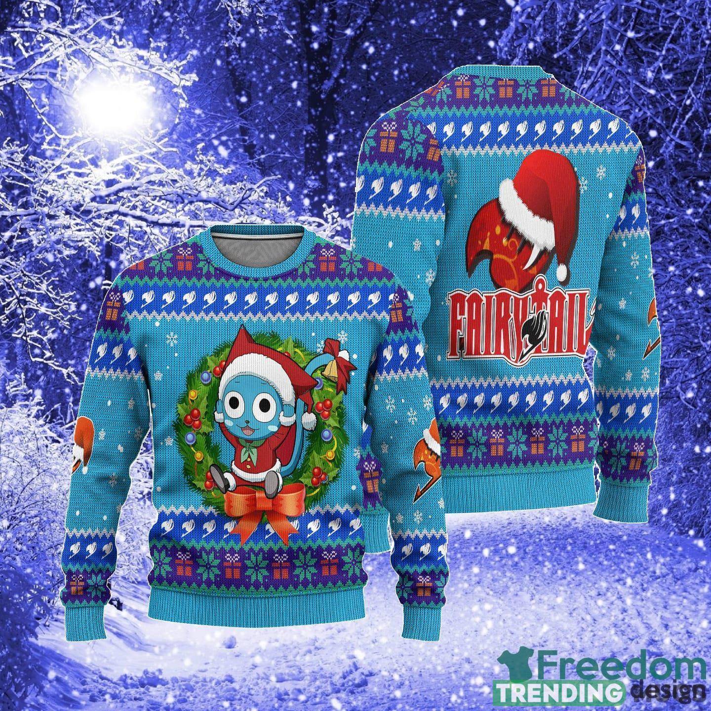 Happy Anime Custom Fairy Tail Xmas Women Mens Ugly Christmas 3D Knitted Sweater 3D Sweater Happy Anime Custom Fairy Tail Xmas Women Mens Ugly Christmas 3D Knitted Sweater 3D Sweater