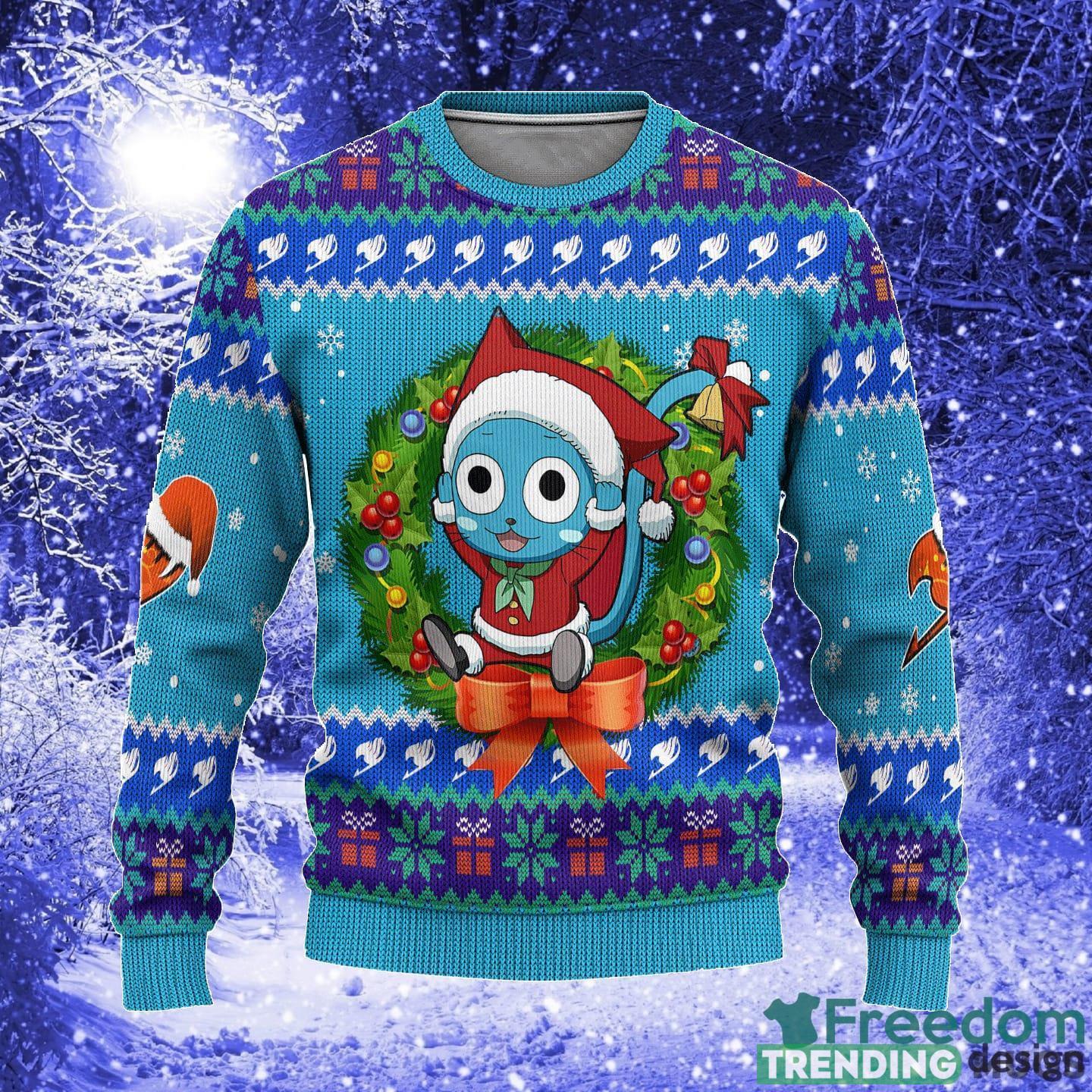 Happy Anime Custom Fairy Tail Xmas Women Mens Ugly Christmas 3D Knitted Sweater - Happy Anime Ugly Christmas Sweater Custom Fairy Tail Xmas Gift_1 Happy Anime Custom Fairy Tail Xmas Women Mens Ugly Christmas 3D Knitted Sweater - Happy Anime Ugly Christmas Sweater Custom Fairy Tail Xmas Gift_1