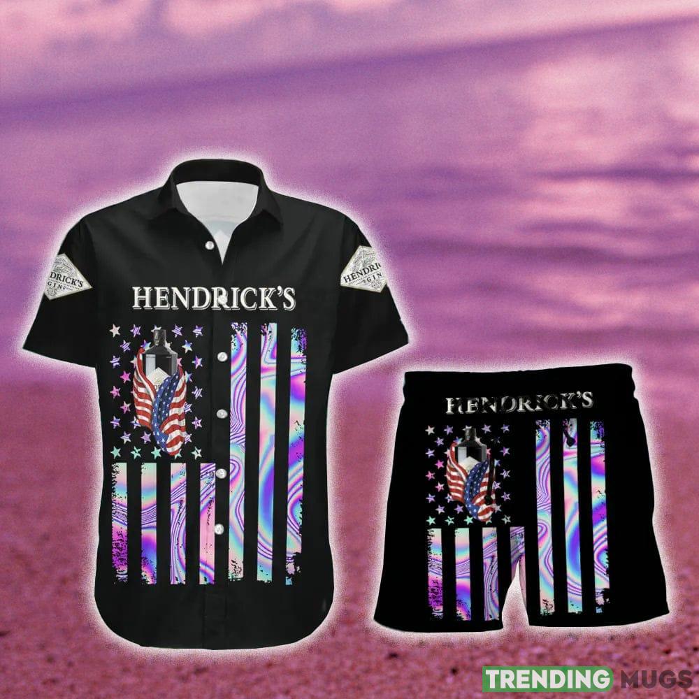 Hendrick's Gin USA Flag Aloha Summer Beach Hawaiian Combo Shirt And Short Gift Hawaiian For Mens Hawaiian & Short Hendrick's Gin USA Flag Aloha Summer Beach Hawaiian Combo Shirt And Short Gift Hawaiian For Mens - Hendrick's Gin USA Flag Aloha Summer Beach Hawaiian Shirt And Short_1