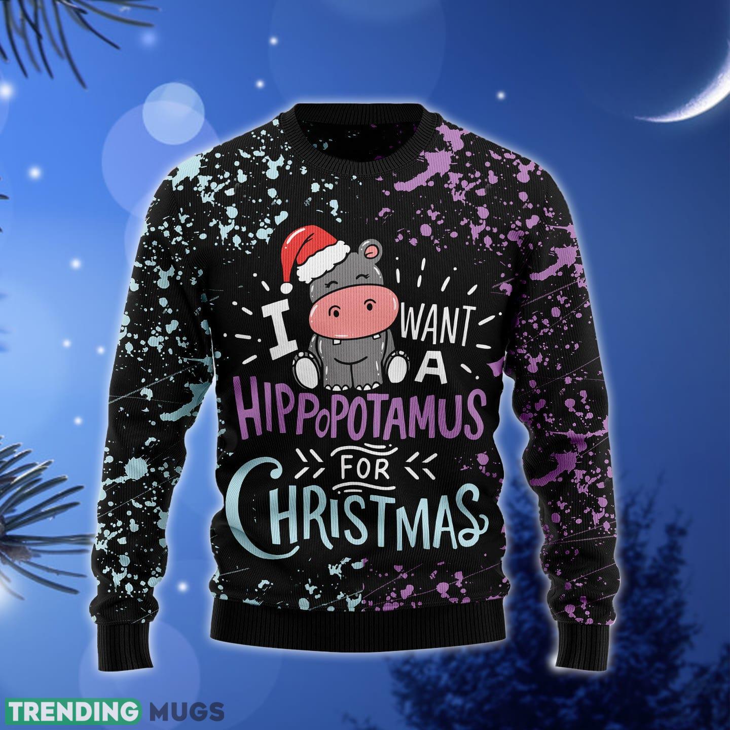 Hippo Ugly Christmas Sweater Gift Men Women - Hippo Christmas T2311 unisex womens & mens, couples matching, friends, funny family ugly christmas holiday sweater gifts (plus size available)_1 Hippo Ugly Christmas Sweater Gift Men Women - Hippo Christmas T2311 unisex womens & mens, couples matching, friends, funny family ugly christmas holiday sweater gifts (plus size available)_1