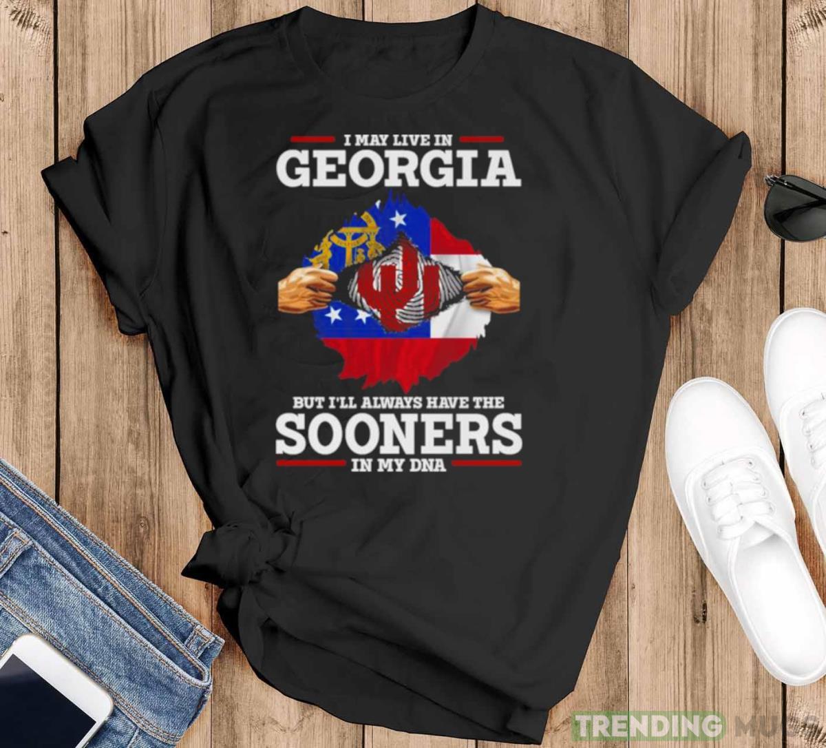 I May Live In Georgia But I’ll Always Have The Oklahoma Sooners In My DNA 2023 shirt - Black T-Shirt I May Live In Georgia But I’ll Always Have The Oklahoma Sooners In My DNA 2023 shirt - Black T-Shirt