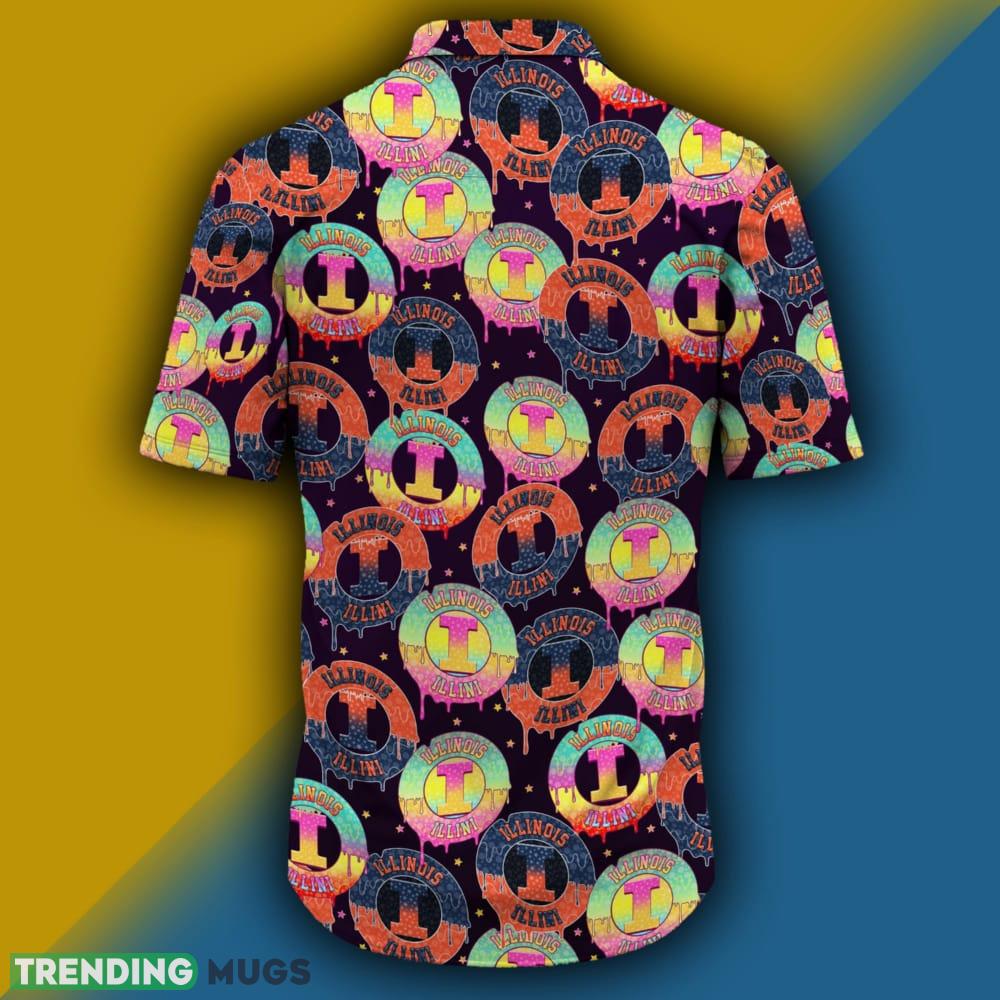 Illinois Fighting Illini CD Rainbow Pattern Hawaiian Shirt For Men And Women Hawaiian Shirt Illinois Fighting Illini CD Rainbow Pattern Hawaiian Shirt For Men And Women Hawaiian Shirt