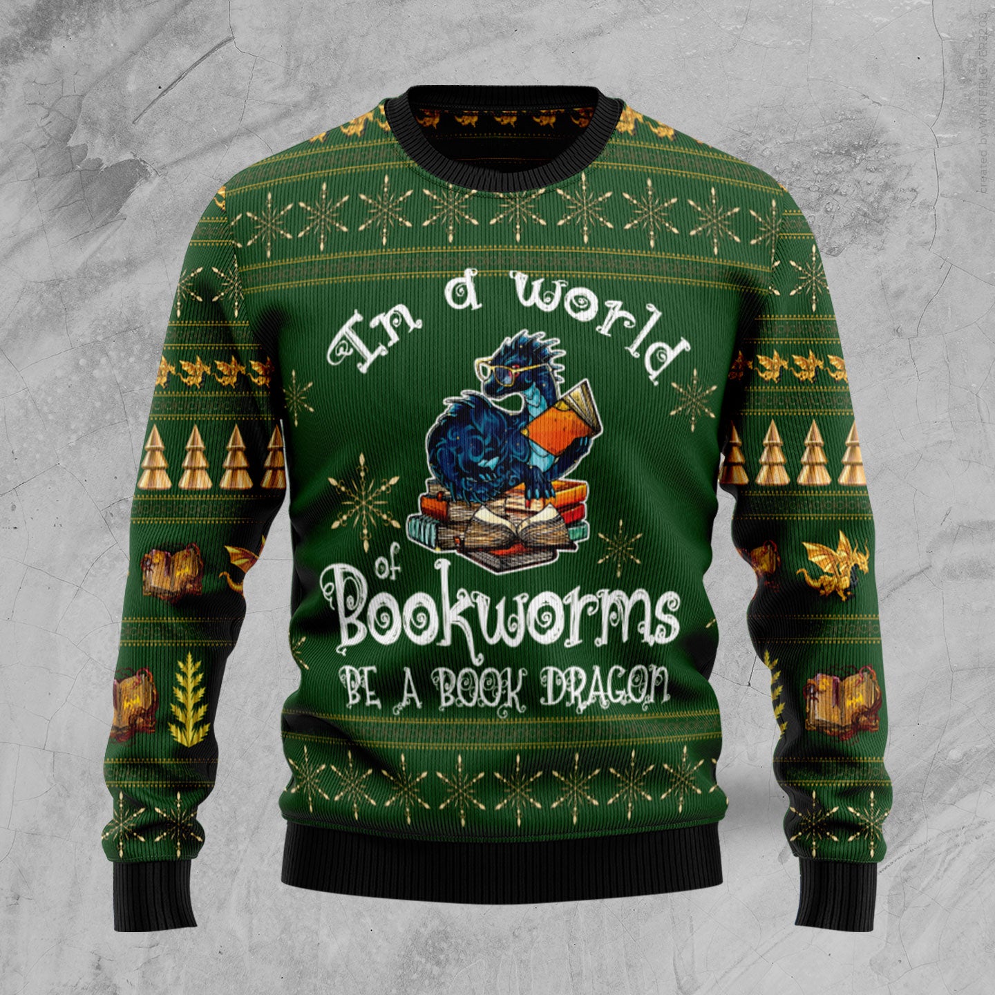 In a world of bookworms be a book dragon Ugly Christmas Sweater Gift Men Women - 100923-121412 In a world of bookworms be a book dragon Ugly Christmas Sweater Gift Men Women - 100923-121412