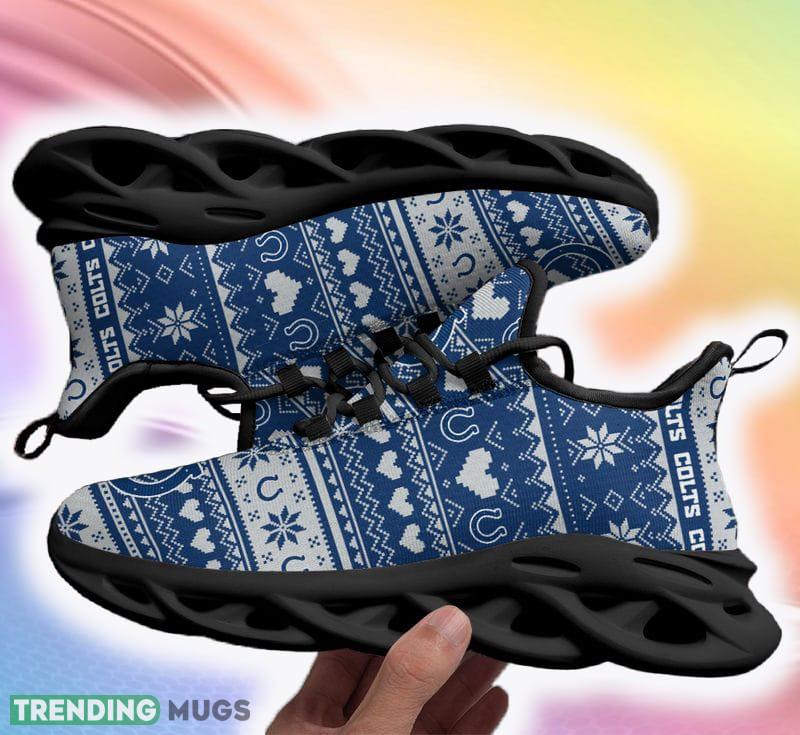 Indianapolis Coltss Ugly Christmas Snow Flowers Blue Color Sneakers Max Soul Shoes For Fans Gift Max Soul Indianapolis Coltss Ugly Christmas Snow Flowers Blue Color Sneakers Max Soul Shoes For Fans Gift Max Soul