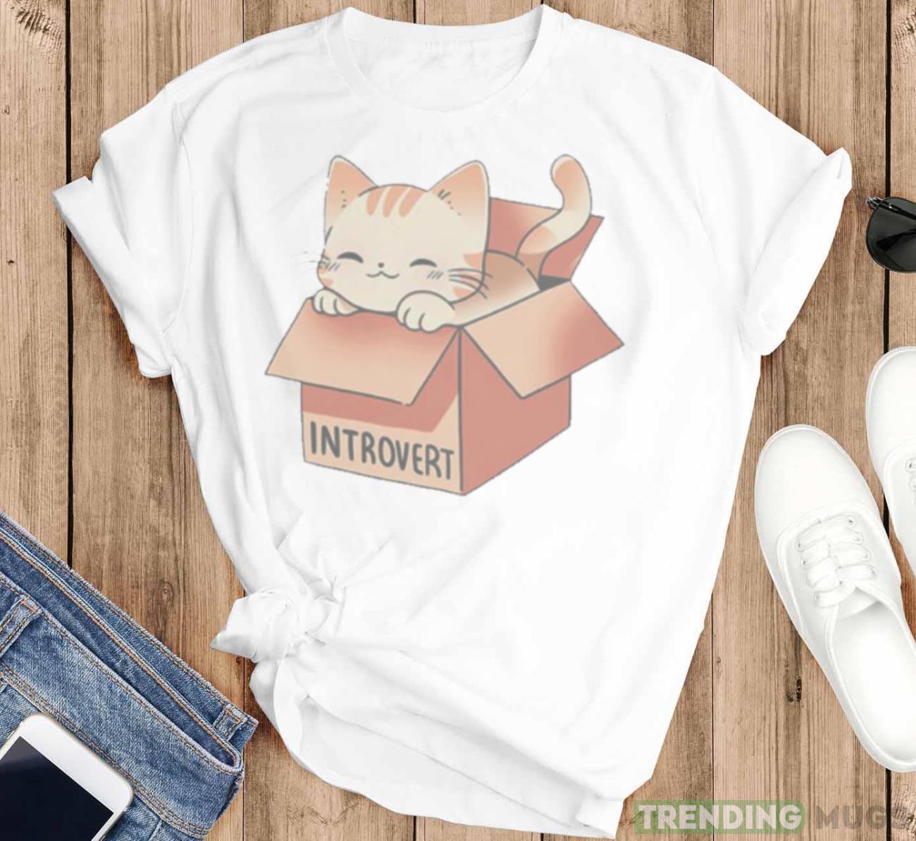 Introvert Box A cat sitting in its introvert box shirt Light Shirt Introvert Box A cat sitting in its introvert box shirt Light Shirt