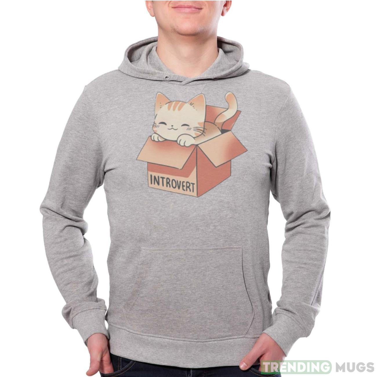 Introvert Box A cat sitting in its introvert box shirt - Grey Unisex Hoodie Introvert Box A cat sitting in its introvert box shirt - Grey Unisex Hoodie