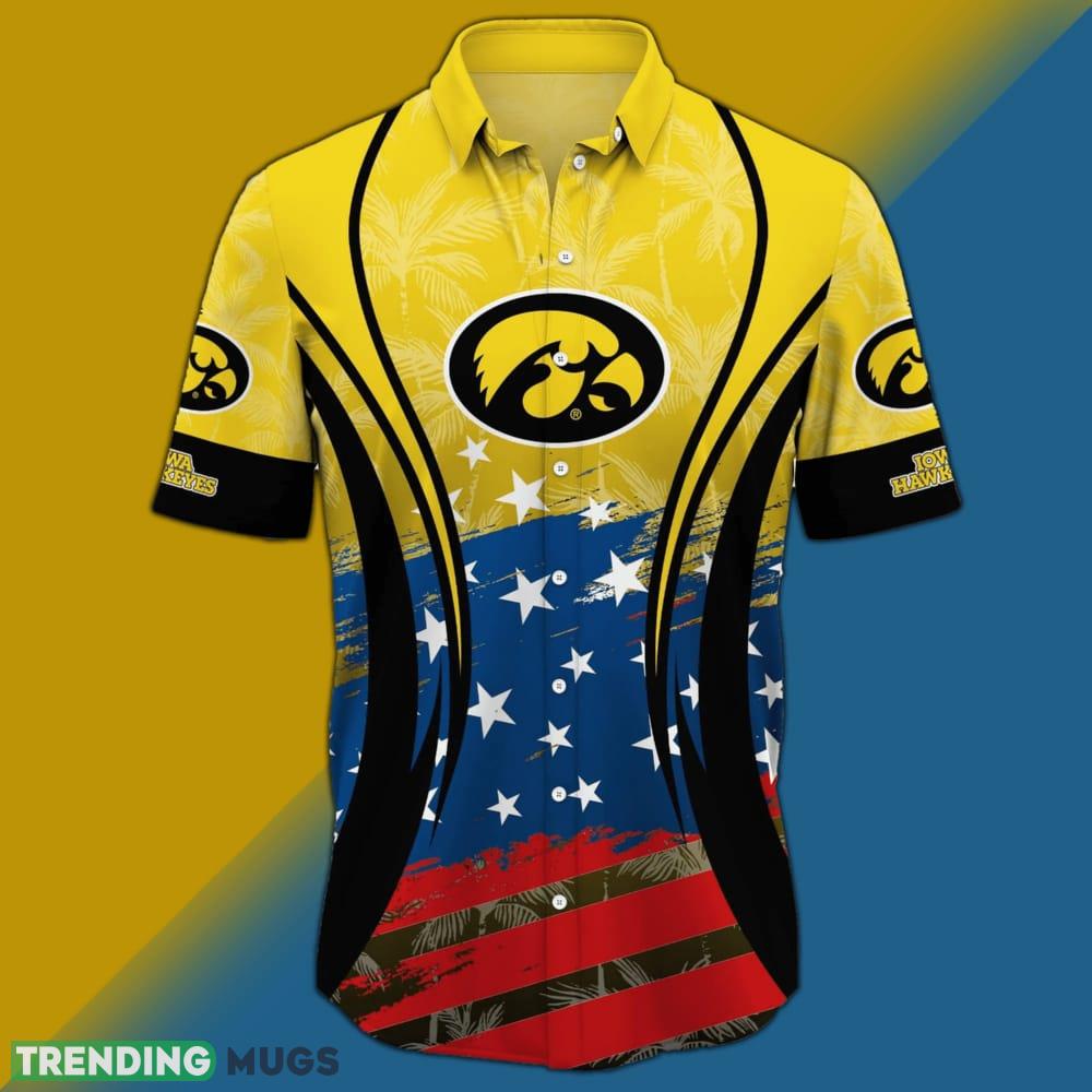 Iowa Hawkeyes NCAA Flag American Hawaiian Shirt Short Sleeve Hawaiian Shirt Iowa Hawkeyes NCAA Flag American Hawaiian Shirt Short Sleeve Hawaiian Shirt