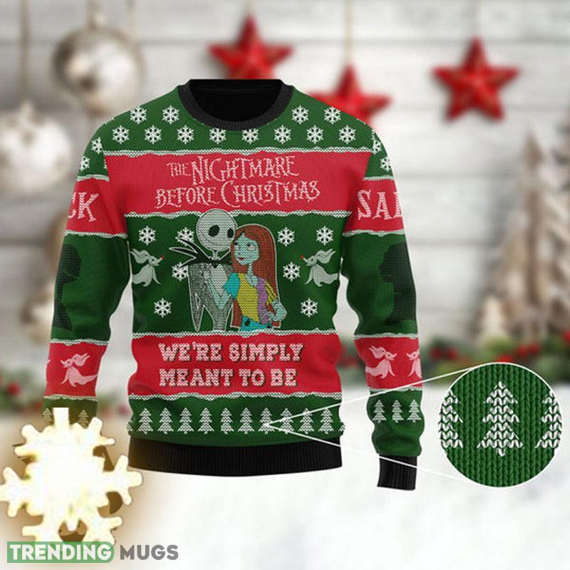 Jack & Sally We're Simply Meant to Be Ugly Christmas Sweater Gift Men Women 3D Sweater Jack & Sally We're Simply Meant to Be Ugly Christmas Sweater Gift Men Women 3D Sweater