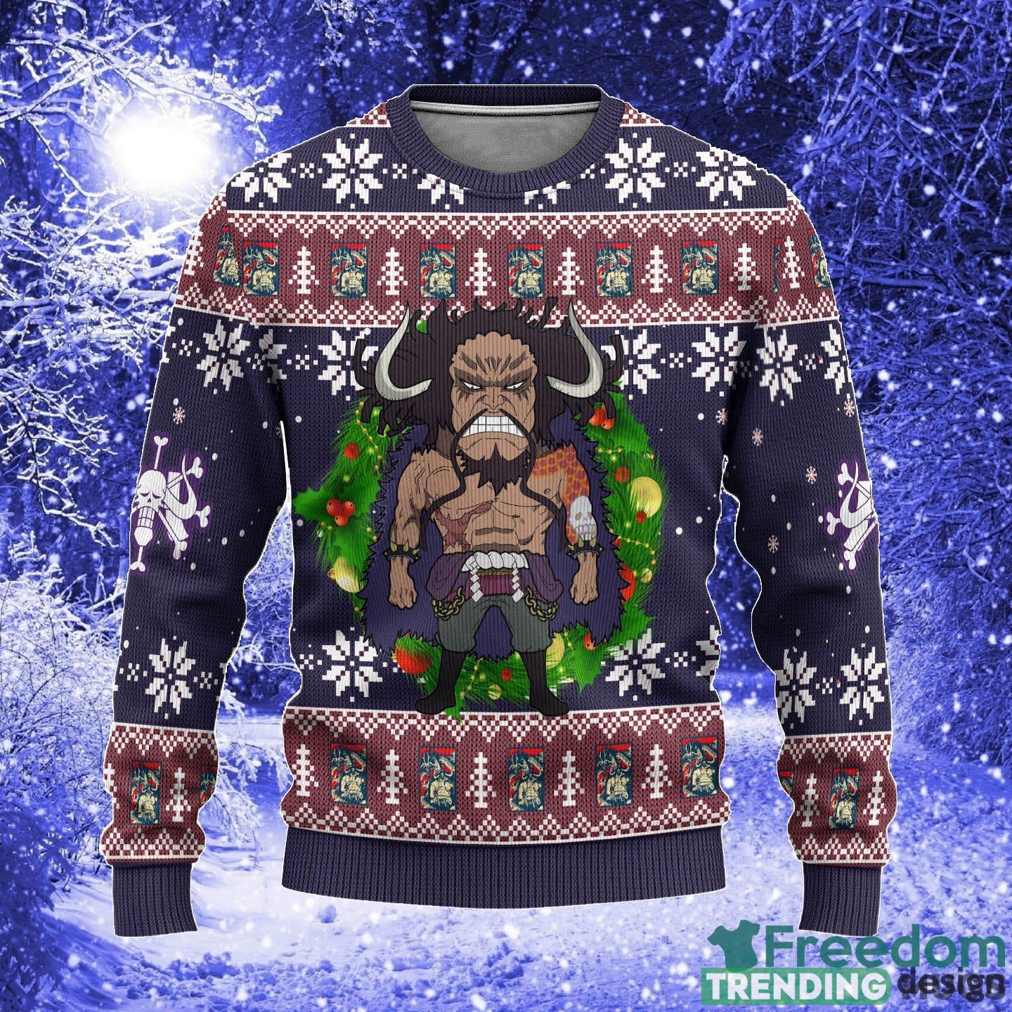 Kaido One Piece Anime Xmas Women Mens Ugly Christmas 3D Knitted Sweater - Kaido One Piece Anime Ugly Christmas Sweater Xmas Gift_1 Kaido One Piece Anime Xmas Women Mens Ugly Christmas 3D Knitted Sweater - Kaido One Piece Anime Ugly Christmas Sweater Xmas Gift_1
