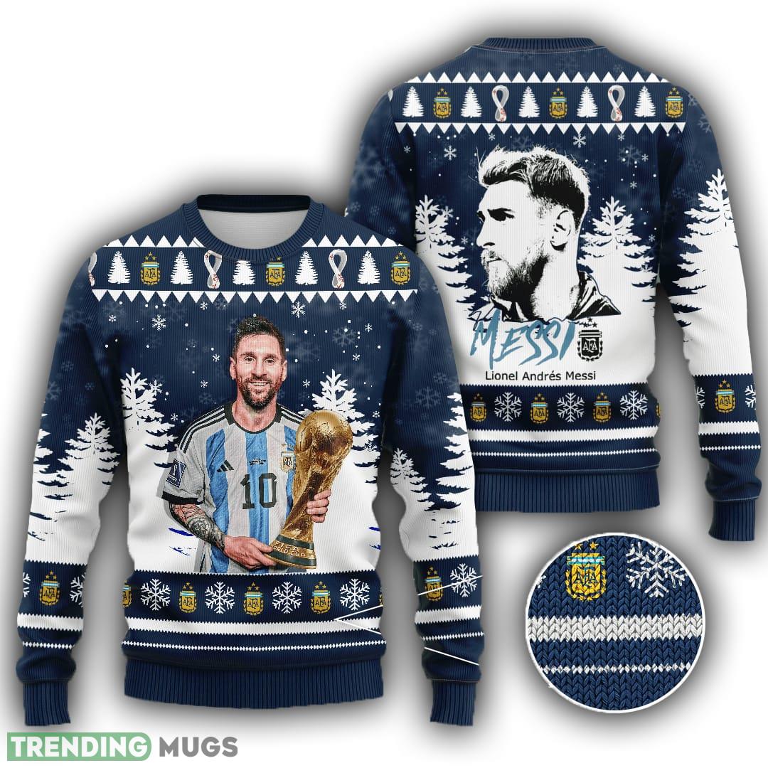 Lionel Messi Neckline 3D Knitted Sweater Gift Christmas For Men Women - Lionel Messi Neckline 3D Knitted Sweater Gift Christmas For Men Women