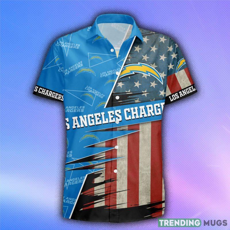 Los Angeles Chargers American Flag Logo Hawaiian Shirt Vacation Gift For Men And Women Gift Hawaiian Shirt Los Angeles Chargers American Flag Logo Hawaiian Shirt Vacation Gift For Men And Women Gift Hawaiian Shirt