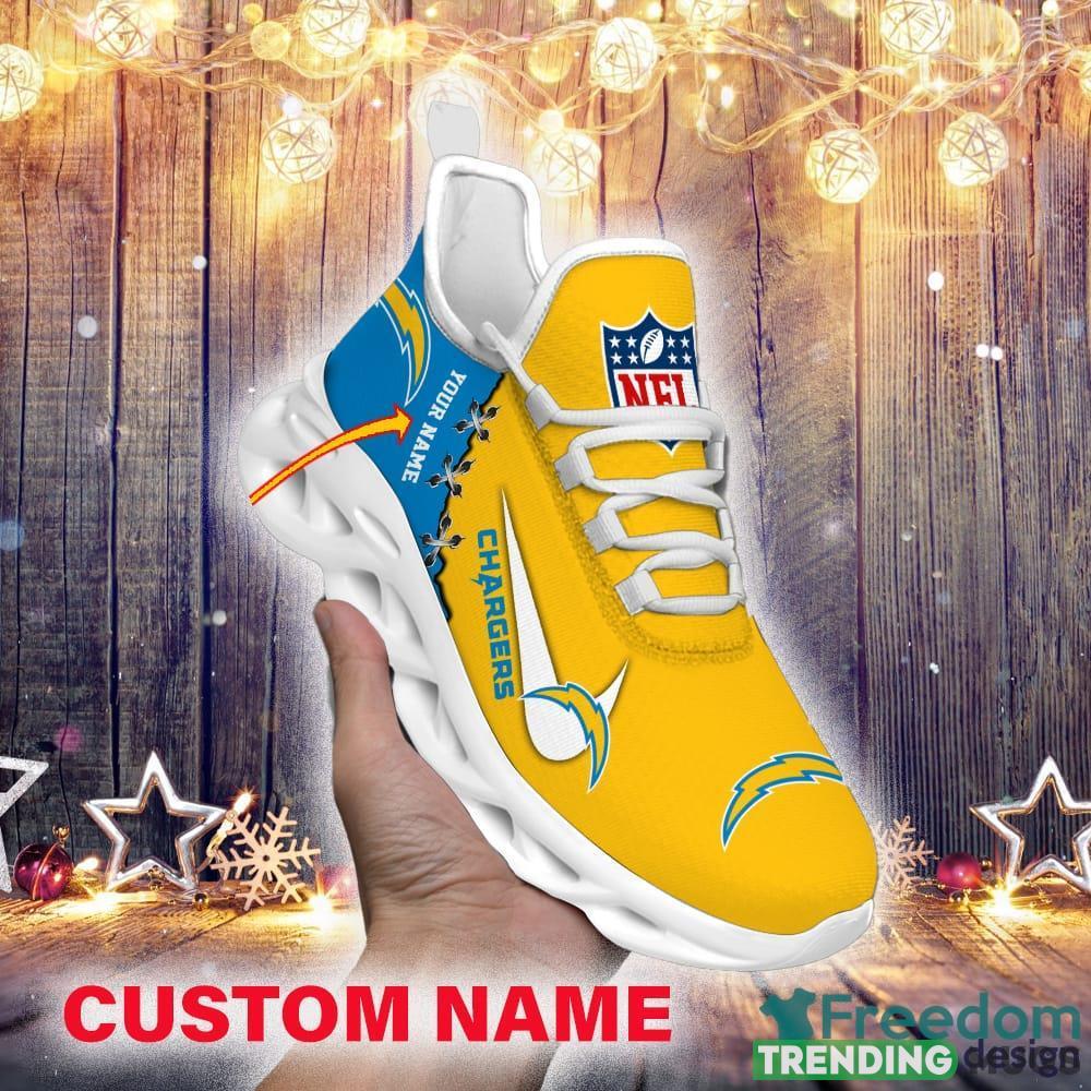 Los Angeles Chargers Custom Name NFL Premium Luxury Max Soul Shoes Gift For Fans Running Sneaker Max Soul Los Angeles Chargers Custom Name NFL Premium Luxury Max Soul Shoes Gift For Fans Running Sneaker Max Soul