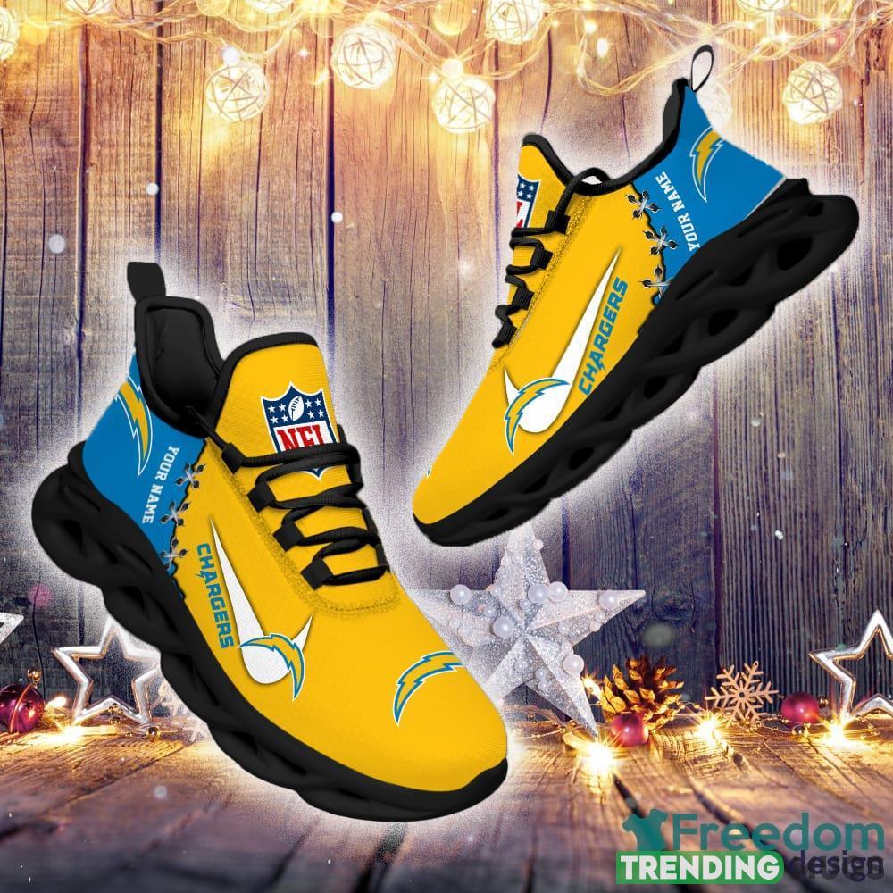 Los Angeles Chargers Custom Name NFL Premium Luxury Max Soul Shoes Gift For Fans Running Sneaker Max Soul Los Angeles Chargers Custom Name NFL Premium Luxury Max Soul Shoes Gift For Fans Running Sneaker Max Soul