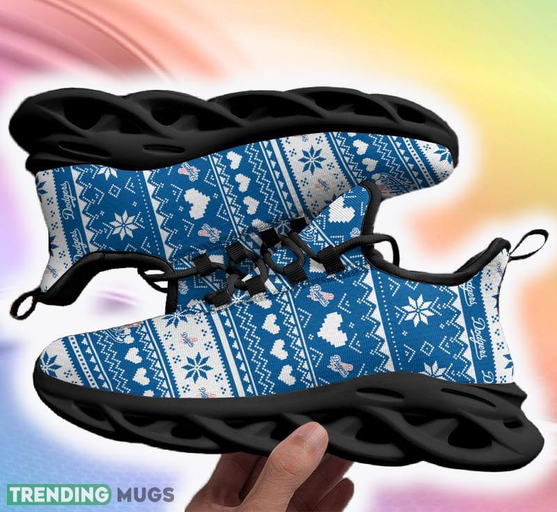 Los Angeles Dodgerss Ugly Christmas Snow Flowers Blue Color Sneakers Max Soul Shoes For Fans Gift Max Soul Los Angeles Dodgerss Ugly Christmas Snow Flowers Blue Color Sneakers Max Soul Shoes For Fans Gift Max Soul