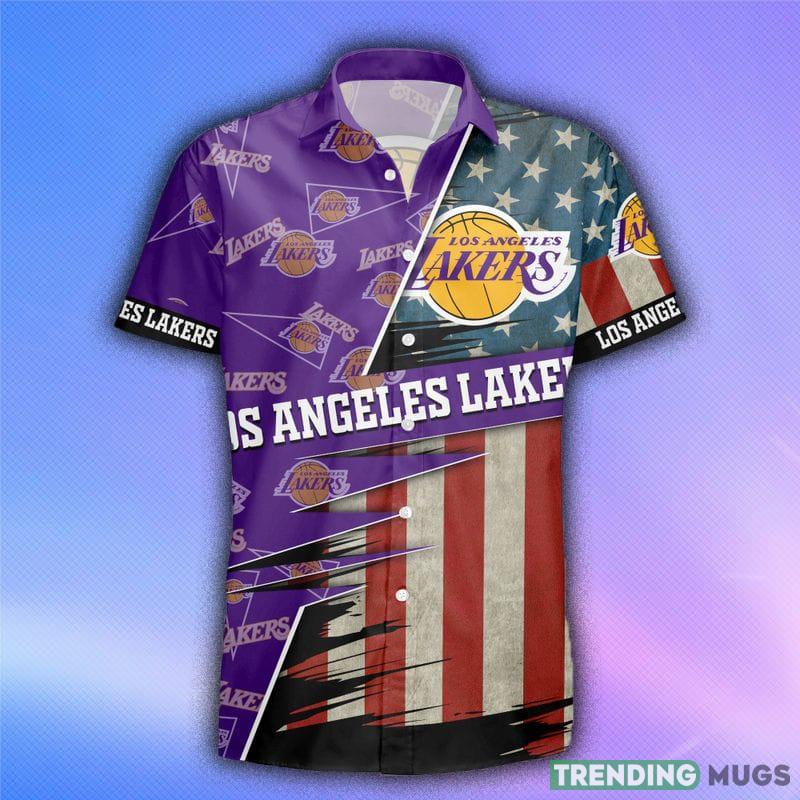 Los Angeles Lakers American Flag Logo Hawaiian Shirt Vacation Gift For Men And Women Gift Hawaiian Shirt Los Angeles Lakers American Flag Logo Hawaiian Shirt Vacation Gift For Men And Women Gift Hawaiian Shirt