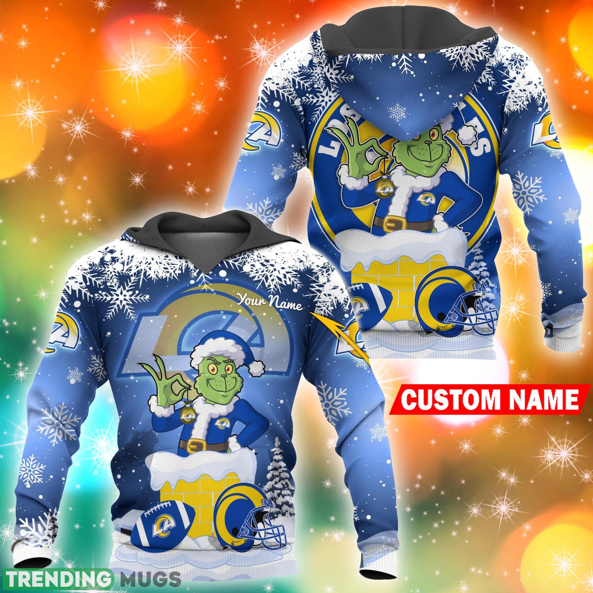 Los Angeles Rams NFL Christmas Grinch in Chimney 3D Hoodie Pullover Prints Custom Name - Los Angeles Rams NFL Grinch in Chimney 3D Hoodie Pullover Prints Custom Name Photo 2
