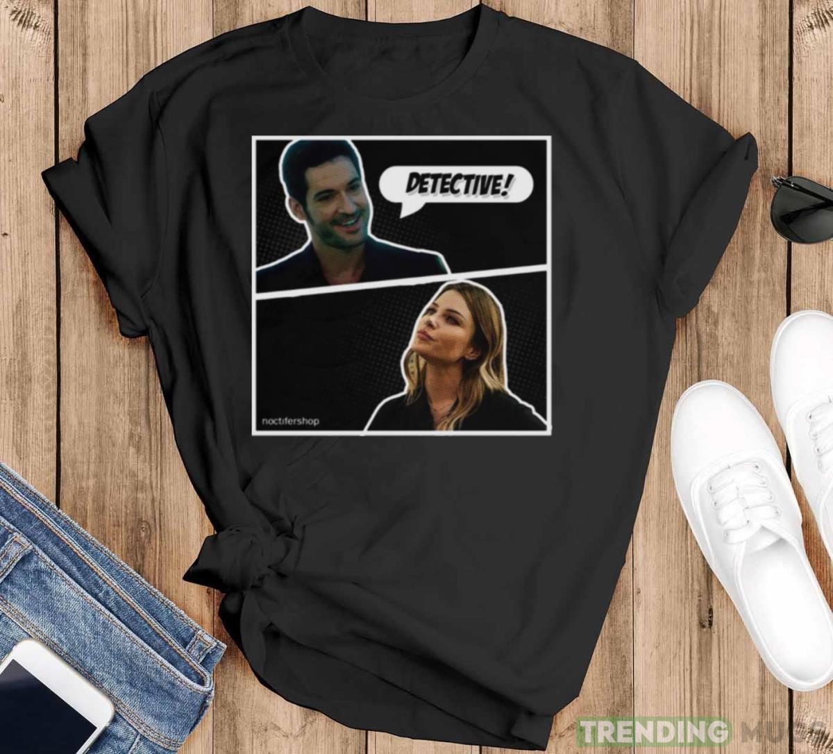 Lucifer Detective Comic Print shirt - Black T-Shirt Lucifer Detective Comic Print shirt - Black T-Shirt
