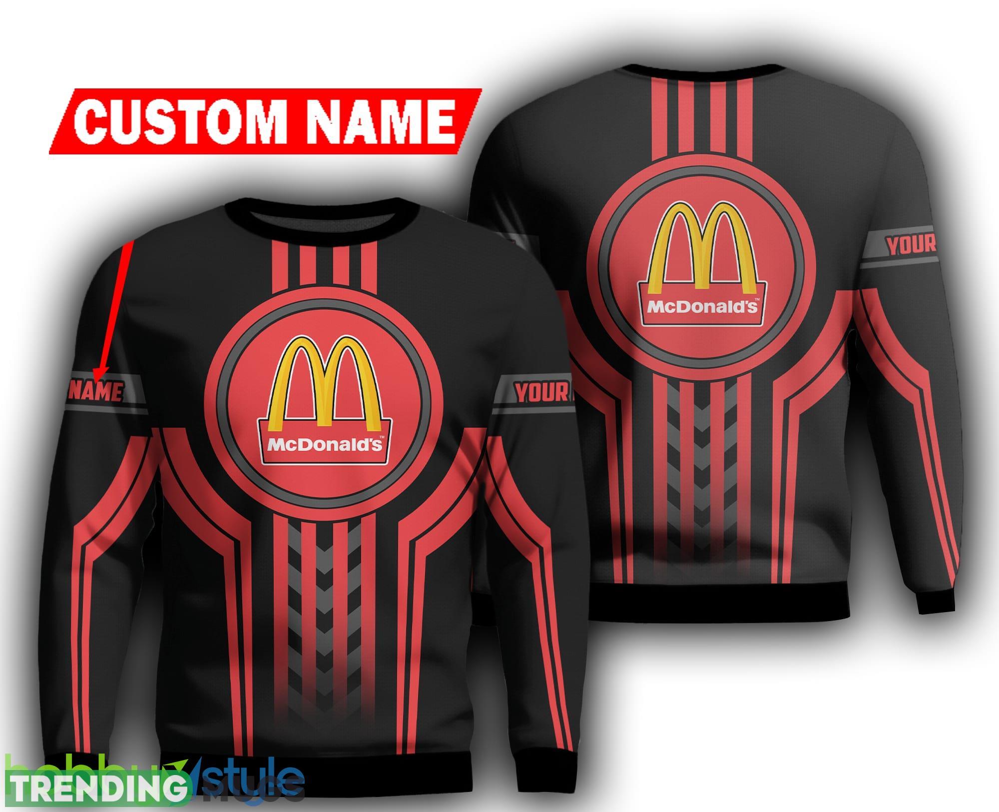 mcdonald's Brand Light Ugly Sweater free AOP Christmas Sweatshirt Custom Name - mcdonald's Brand Light Ugly Sweater free AOP Christmas Sweatshirt Custom Name