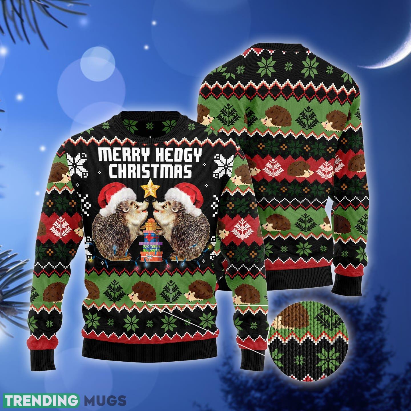 Merry Hedgy Ugly Christmas Sweater Gift Men Women 3D Sweater Merry Hedgy Ugly Christmas Sweater Gift Men Women 3D Sweater
