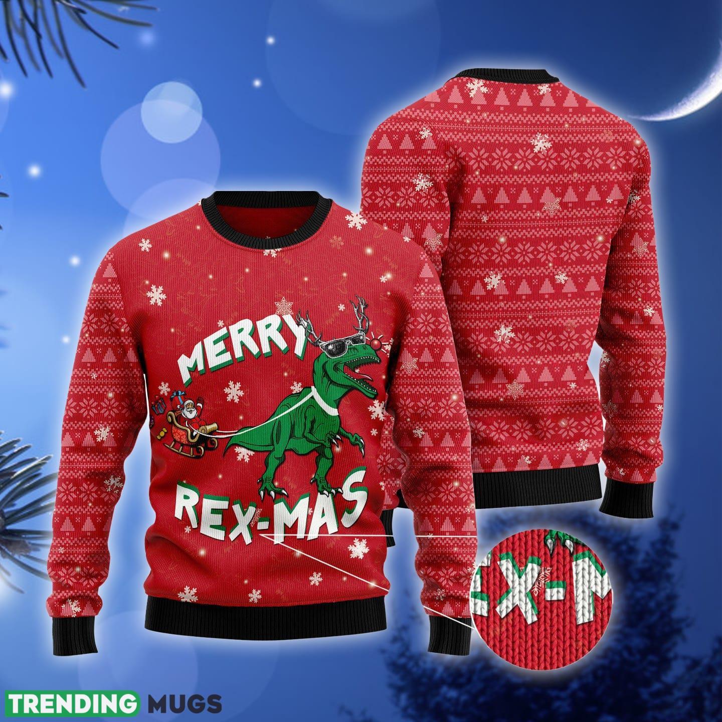 Merry Rex Mas Ugly Christmas Sweater Gift Men Women 3D Sweater Merry Rex Mas Ugly Christmas Sweater Gift Men Women 3D Sweater