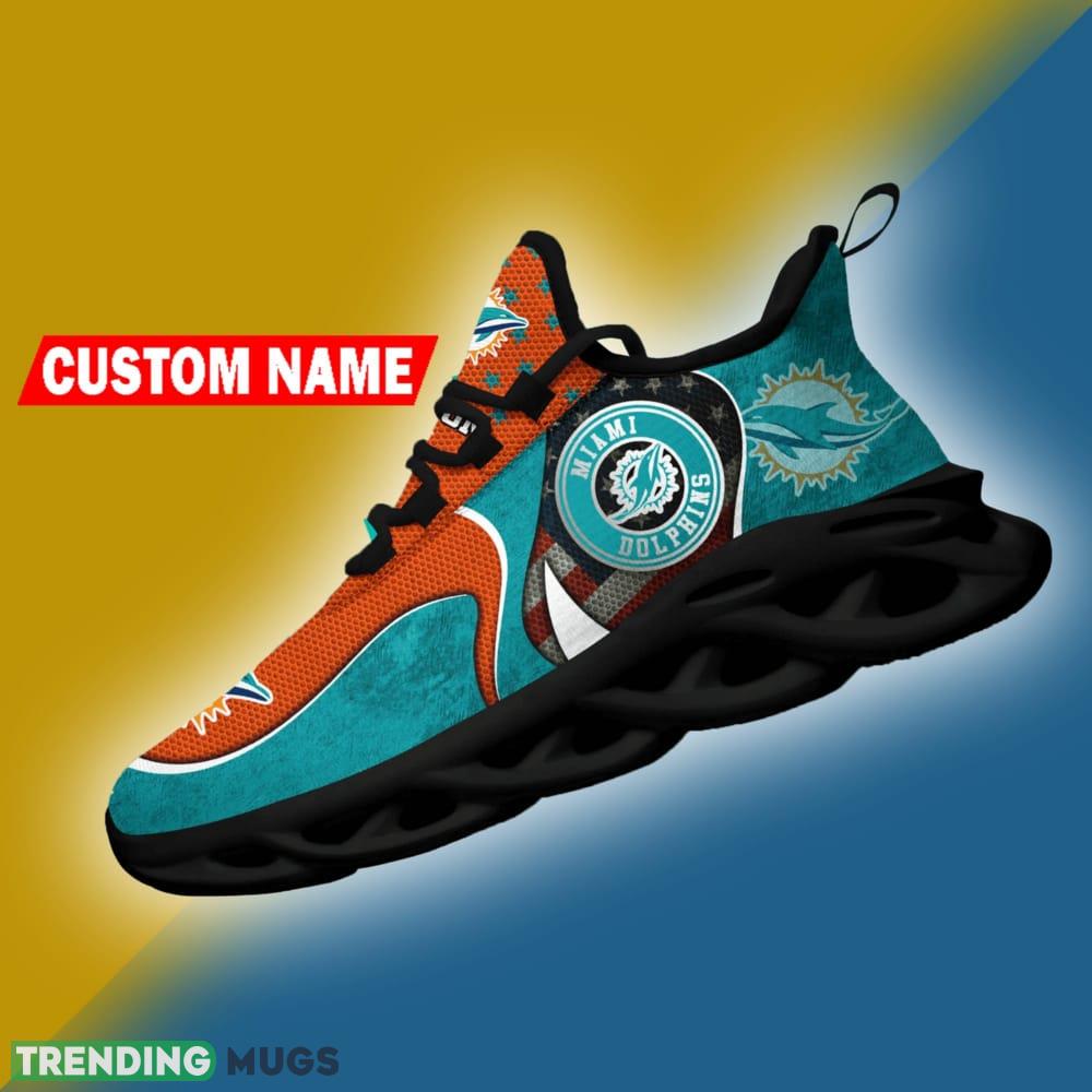 Miami Dolphins NFL Logo Flag Running Shoes Personalized Max Soul Sneakers Max Soul Miami Dolphins NFL Logo Flag Running Shoes Personalized Max Soul Sneakers Max Soul