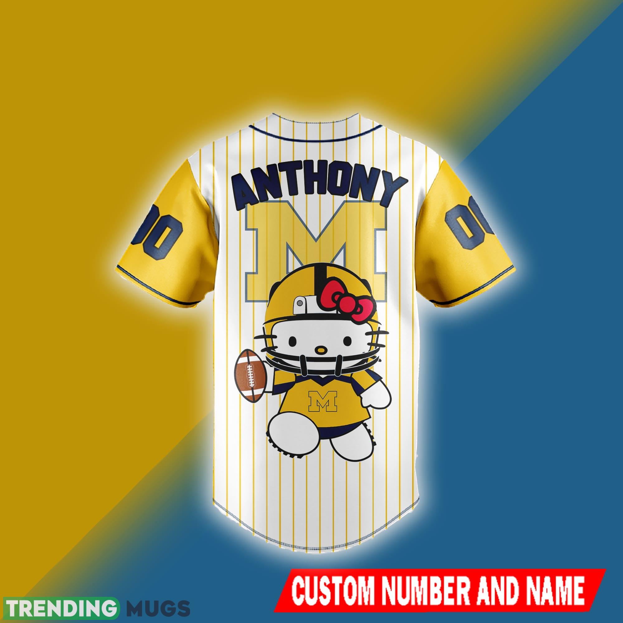 Michigan Wolverines Jersey Shirt NCAA Hello Kitty Custom Number And Name Football Jersey Michigan Wolverines Jersey Shirt NCAA Hello Kitty Custom Number And Name Football Jersey