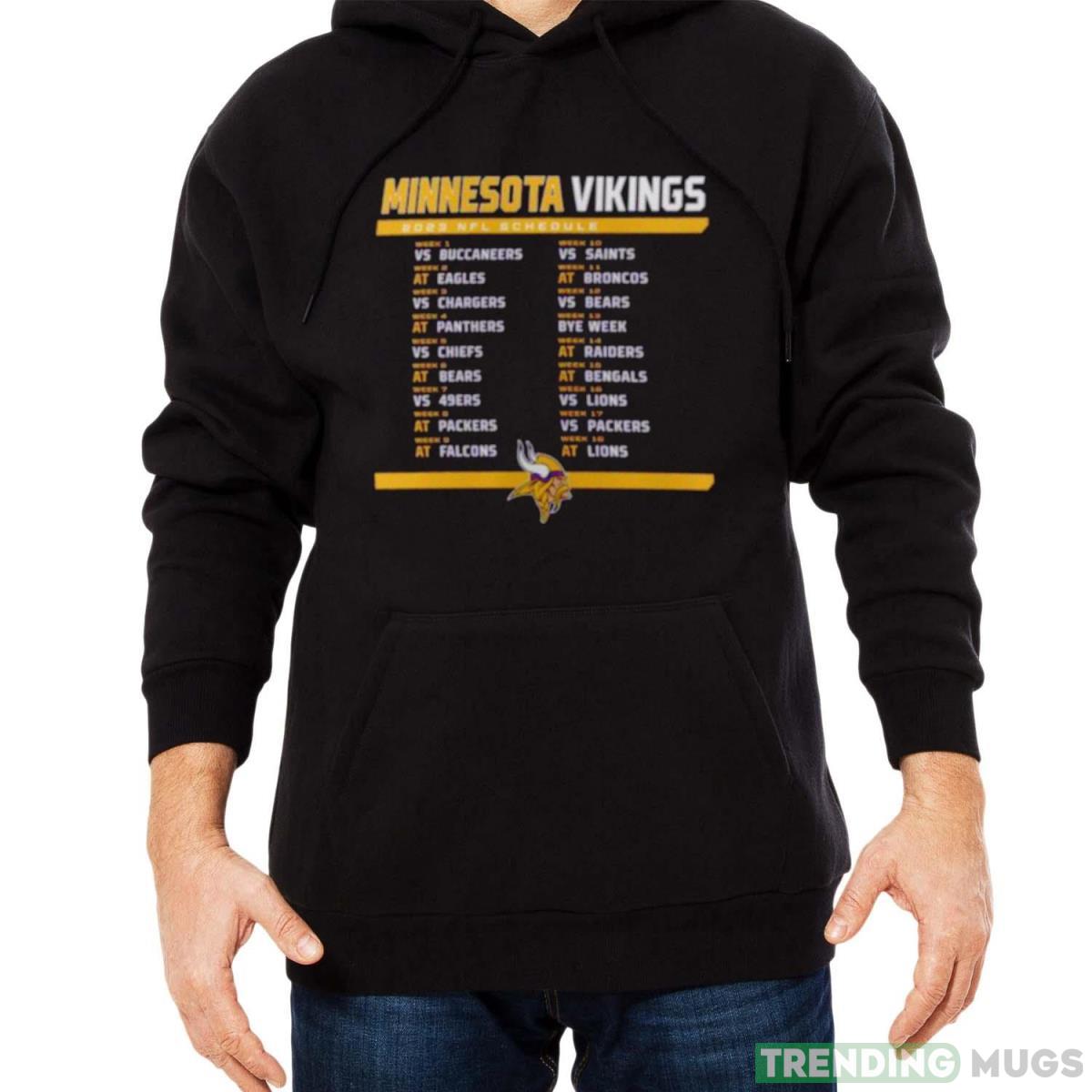 Minnesota Vikings 2023 NFL Schedule T Shirt Dark Shirt Minnesota Vikings 2023 NFL Schedule T Shirt Dark Shirt