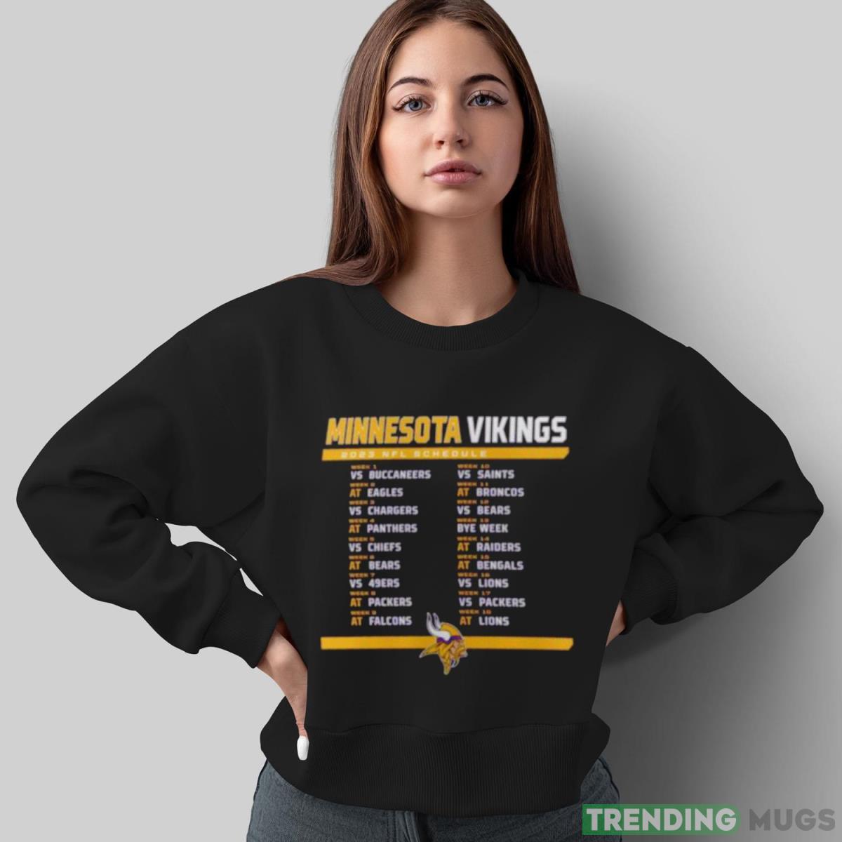 Minnesota Vikings 2023 NFL Schedule T Shirt Dark Shirt Minnesota Vikings 2023 NFL Schedule T Shirt Dark Shirt