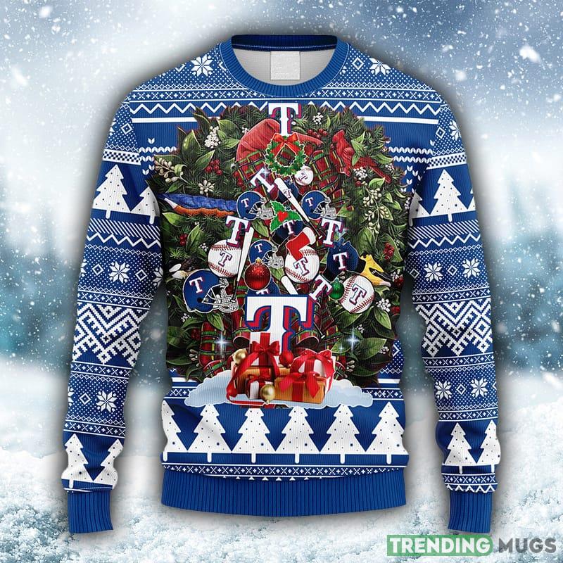 MLB Texas Rangers Tree Fleece 3D Sweater For Men And Women Gift Ugly Christmas - MLB Texas Rangers Tree Ugly Christmas Fleece Sweater_1 MLB Texas Rangers Tree Fleece 3D Sweater For Men And Women Gift Ugly Christmas - MLB Texas Rangers Tree Ugly Christmas Fleece Sweater_1