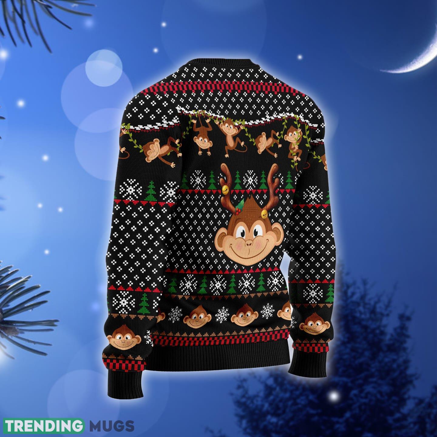 Monkey Pattern Ugly Christmas Sweater Gift Men Women 3D Sweater Monkey Pattern Ugly Christmas Sweater Gift Men Women 3D Sweater