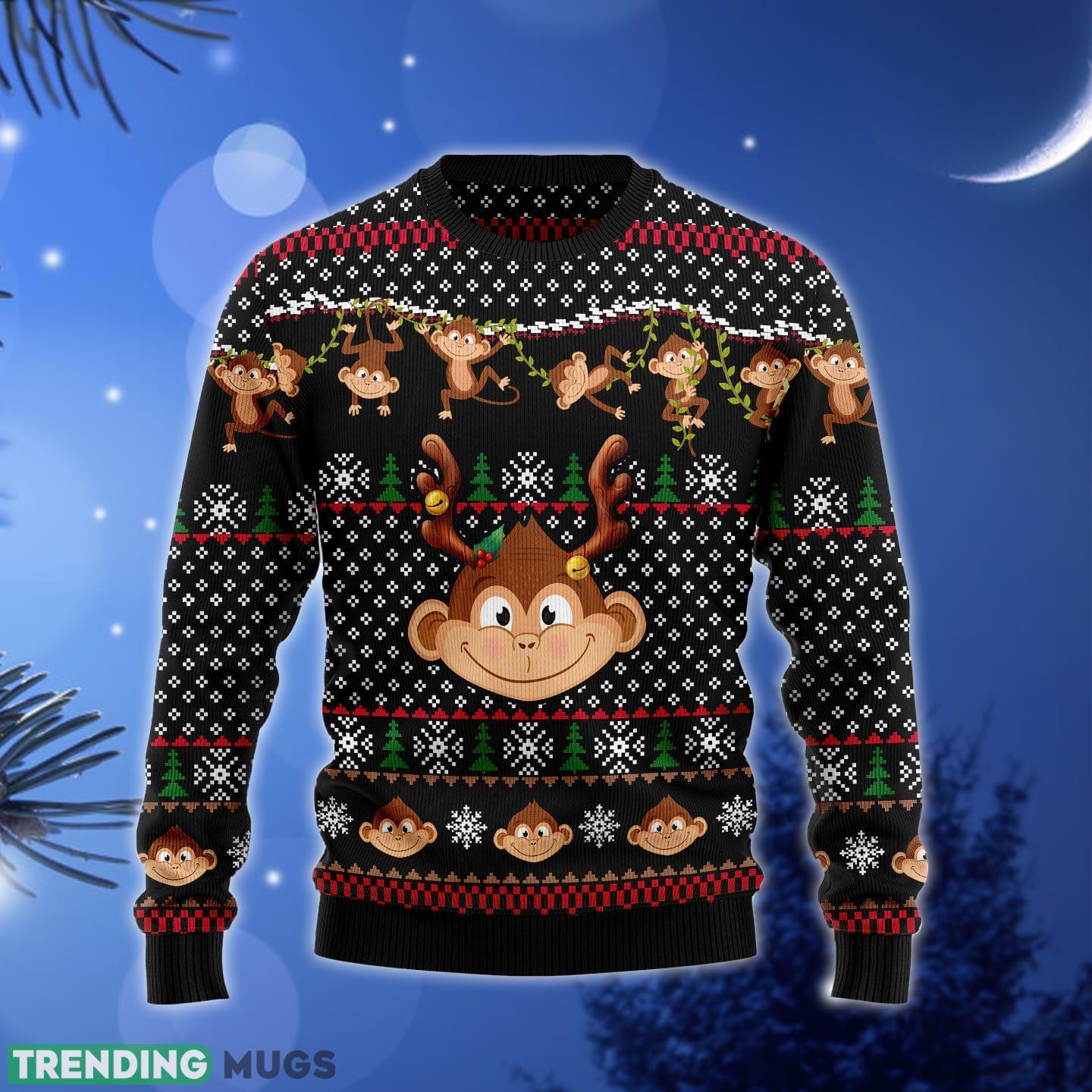 Monkey Pattern Ugly Christmas Sweater Gift Men Women - Monkey Christmas Pattern TY0712 unisex womens & mens, couples matching, friends, funny family ugly christmas holiday sweater gifts (plus size available)_1 Monkey Pattern Ugly Christmas Sweater Gift Men Women - Monkey Christmas Pattern TY0712 unisex womens & mens, couples matching, friends, funny family ugly christmas holiday sweater gifts (plus size available)_1