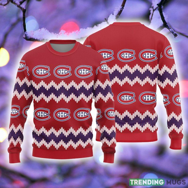 Montreal Canadiens Christmas Pattern Ugly Christmas Sweater Snowplow AOP Gift For Fans - Montreal Canadiens Christmas Pattern Ugly Christmas Sweater Snowplow AOP Gift For Fans