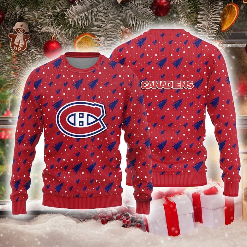 Montreal Canadiens Christmas Pine Tree Patterns Pattern Knitted Ugly Christmas Sweater AOP Gift For Men And Women - 220923-145721 Montreal Canadiens Christmas Pine Tree Patterns Pattern Knitted Ugly Christmas Sweater AOP Gift For Men And Women - 220923-145721