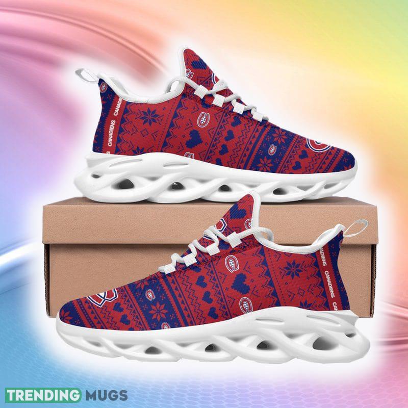 Montreal Canadienss Ugly Christmas Snow Flowers Red Color Sneakers Max Soul Shoes For Fans Gift Max Soul Montreal Canadienss Ugly Christmas Snow Flowers Red Color Sneakers Max Soul Shoes For Fans Gift Max Soul