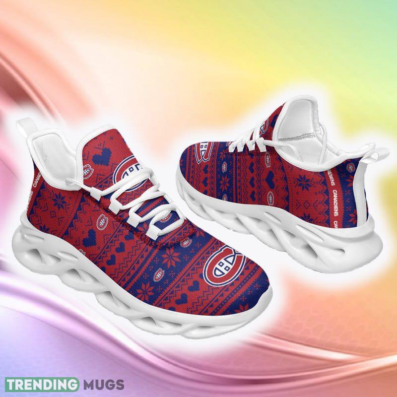 Montreal Canadienss Ugly Christmas Snow Flowers Red Color Sneakers Max Soul Shoes For Fans Gift Max Soul Montreal Canadienss Ugly Christmas Snow Flowers Red Color Sneakers Max Soul Shoes For Fans Gift Max Soul