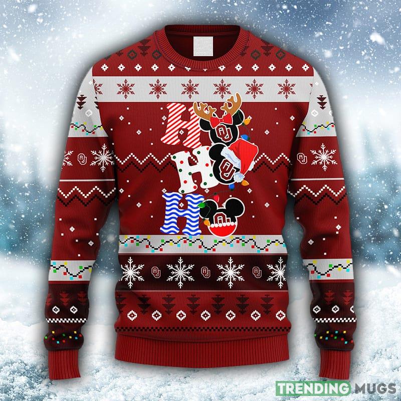 NCAA Oklahoma Sooners HoHoHo Mickey Christmas Ugly 3D Sweater For Men And Women Gift Ugly Christmas - NCAA Oklahoma Sooners HoHoHo Mickey Christmas Ugly Sweater_1 NCAA Oklahoma Sooners HoHoHo Mickey Christmas Ugly 3D Sweater For Men And Women Gift Ugly Christmas - NCAA Oklahoma Sooners HoHoHo Mickey Christmas Ugly Sweater_1